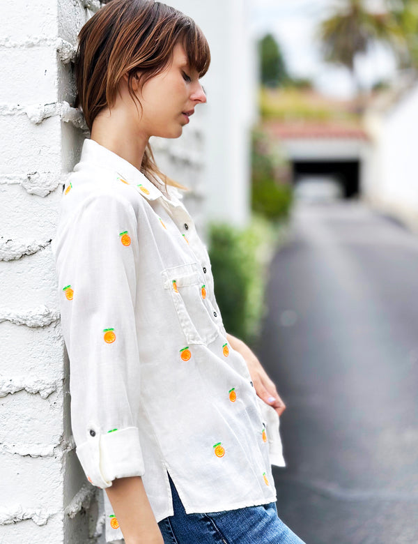 Sun-Kissed Embroidered Button Up Shirt Side View