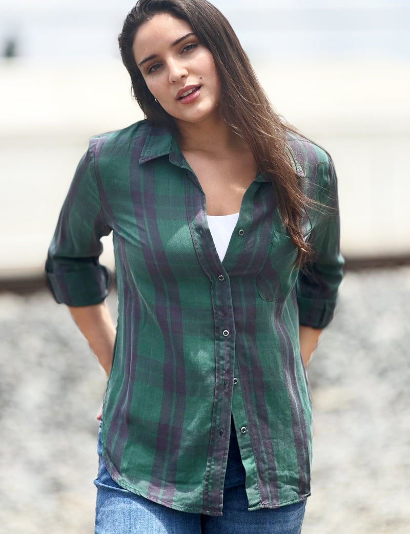 Classic Ivy Plaid Button Front Shirt Front View