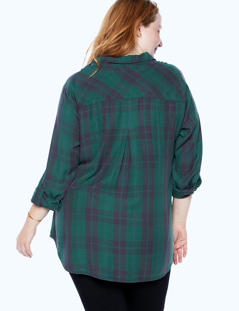 Classic Ivy Plaid Button Front Shirt Back View
