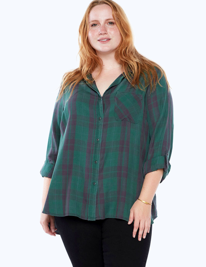 Classic Ivy Plaid Button Front Shirt Front View