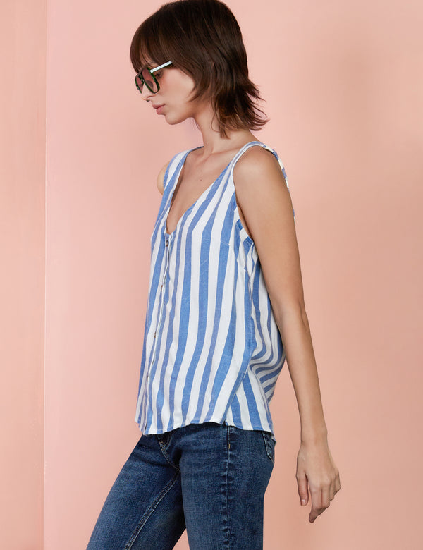Chill Striped Sleeveless Flow Top Side View