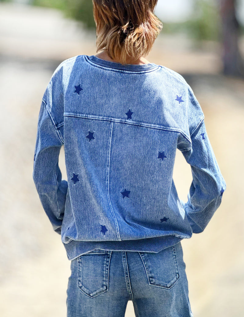 Rock Star Embroidered Sweatshirt Back View