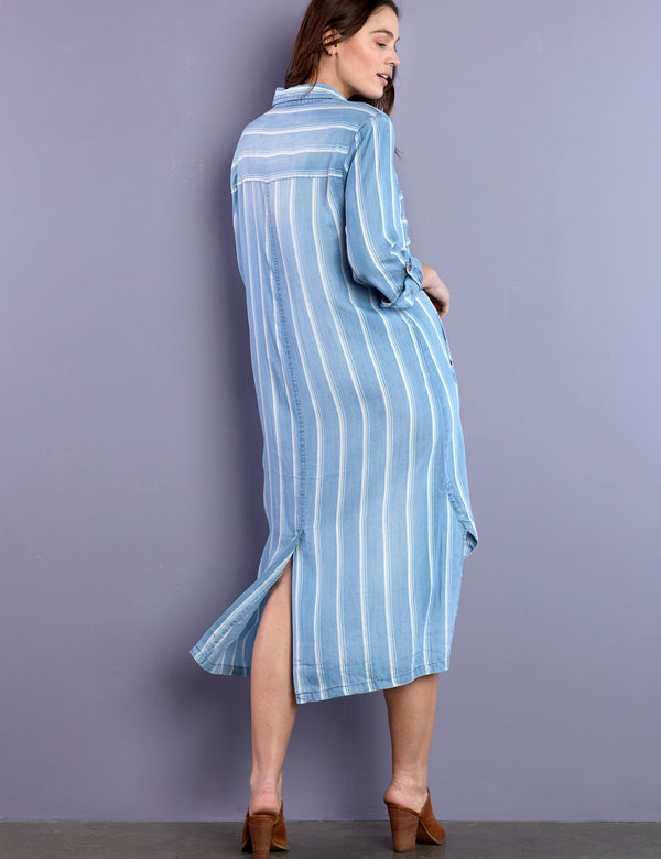 Flawless 2-Way Denim Striped Shirtdress Side View