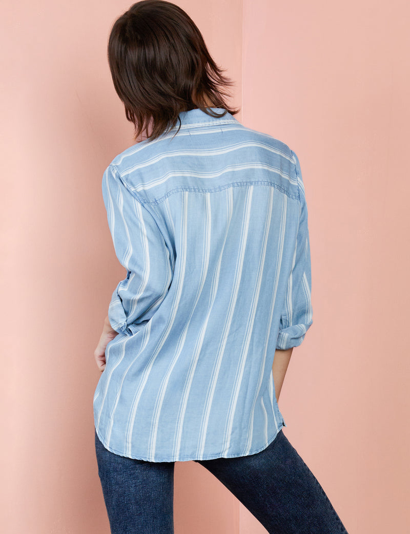 Picnic Stripe Button Up Shirt Back View