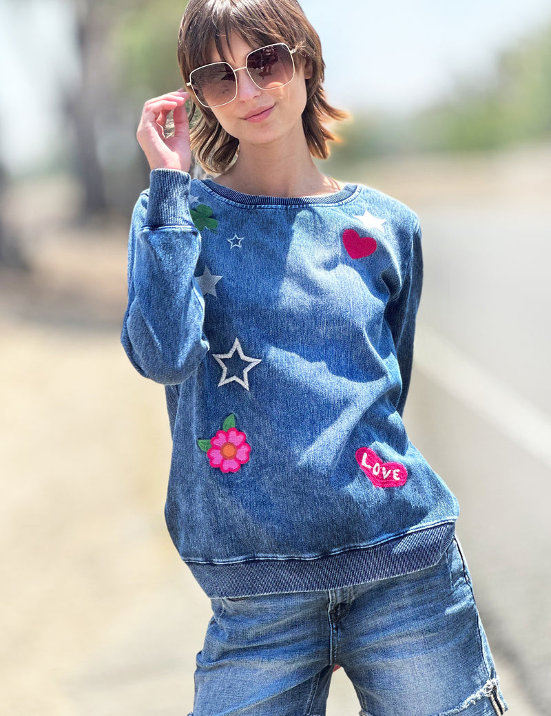 Birds of a Feather Embroidery Sweatshirt Front View
