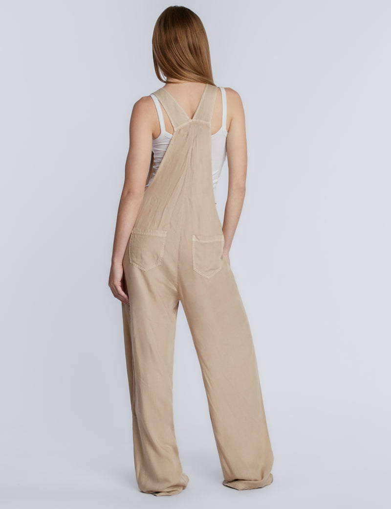 Flow Wide-Leg Overalls in Taupe Back View