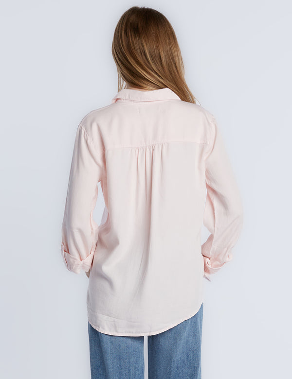 Greater Than Button Down Shirt in Pink Ice Back View