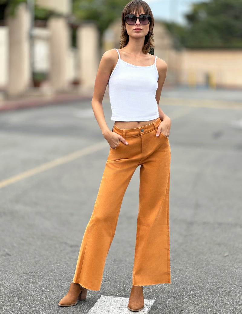 Women's Designer Rust Colored Wide Leg Jeans