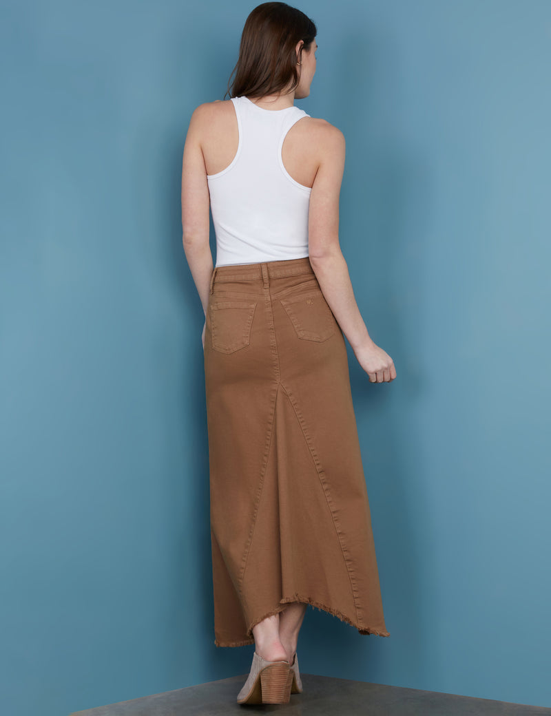 Women's Designer Vintage Brown Denim Maxi Skirt