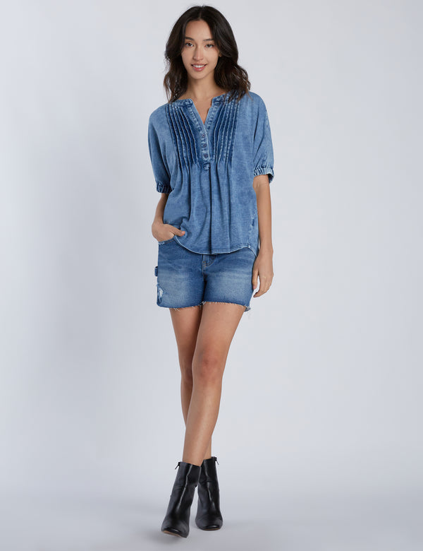 Swing Shirt in Denim Front View