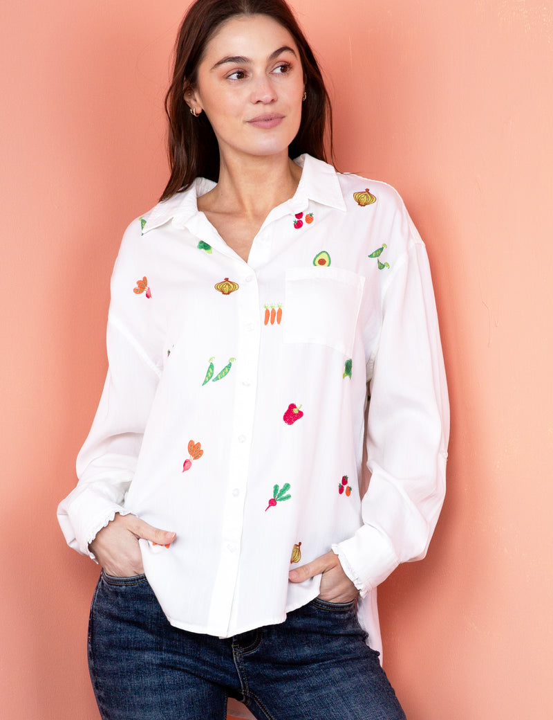 Veggie Embroidered Shirt Front View