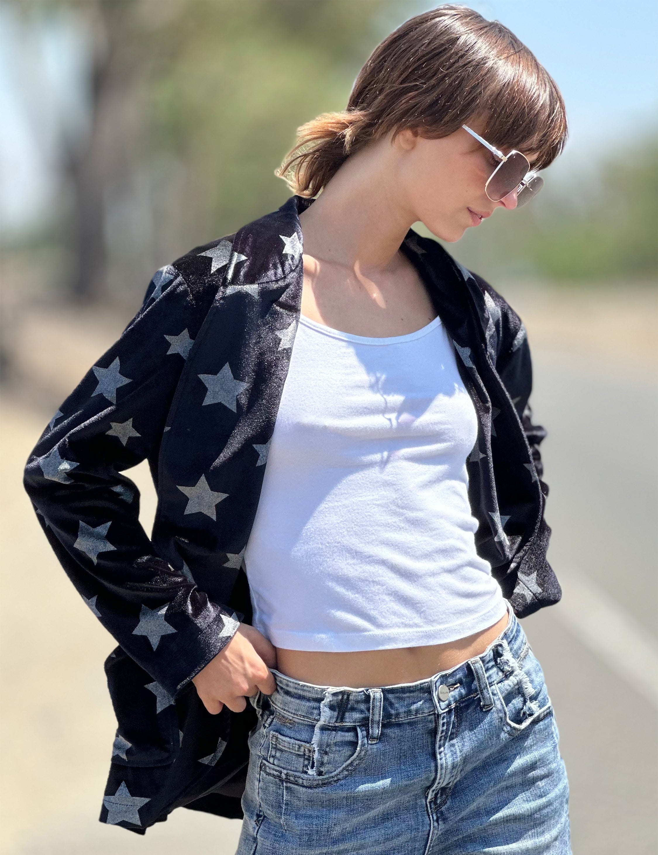 Women's Velvet Galaxy Star Print Jacket – Billy T – billytshop