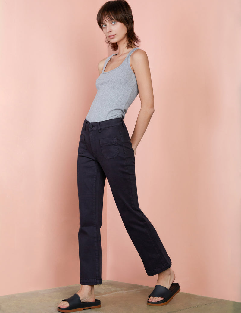 Patch Baby Cropped Flares in Vintage Black Side View