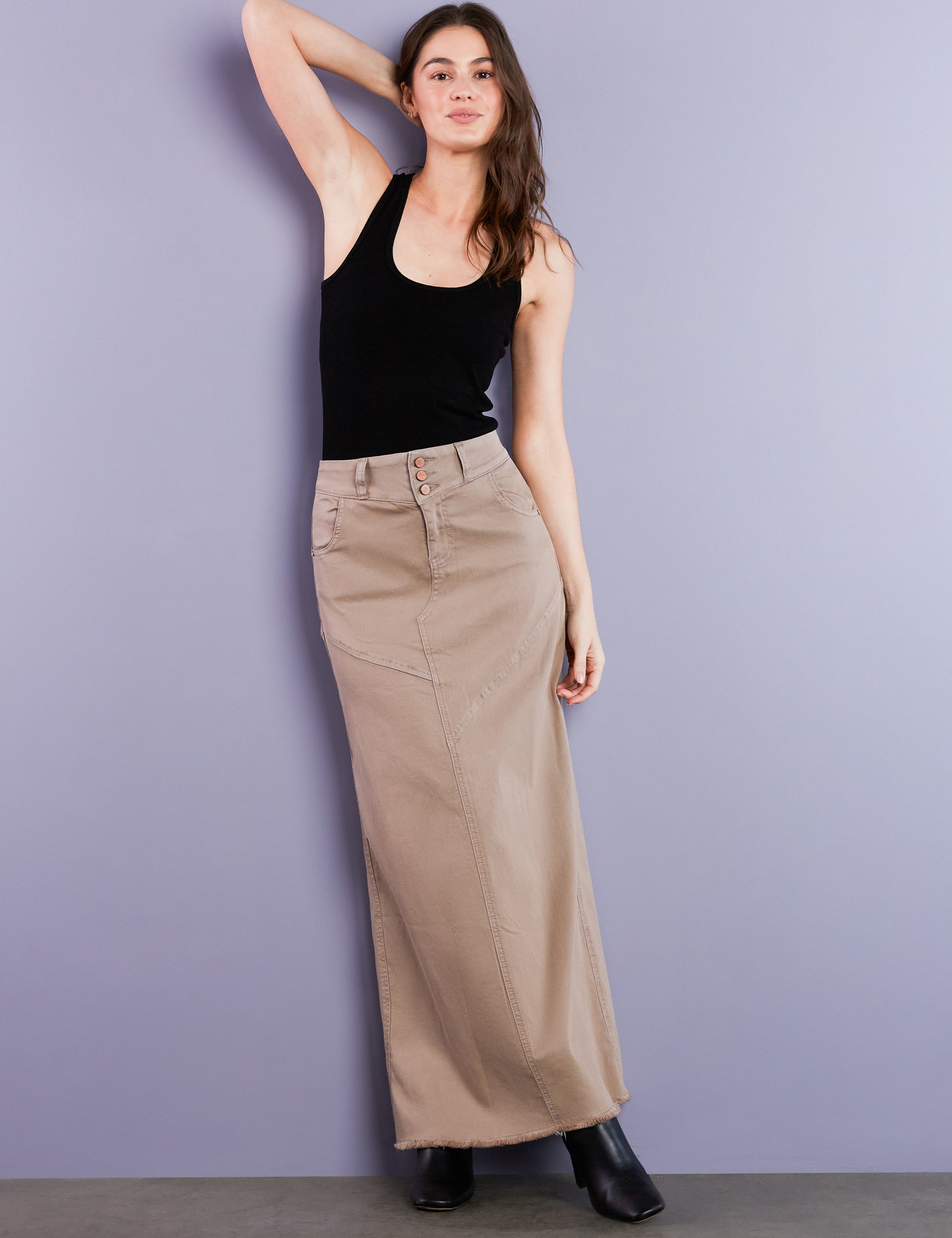 Pieced Denim Maxi Skirt – billytshop