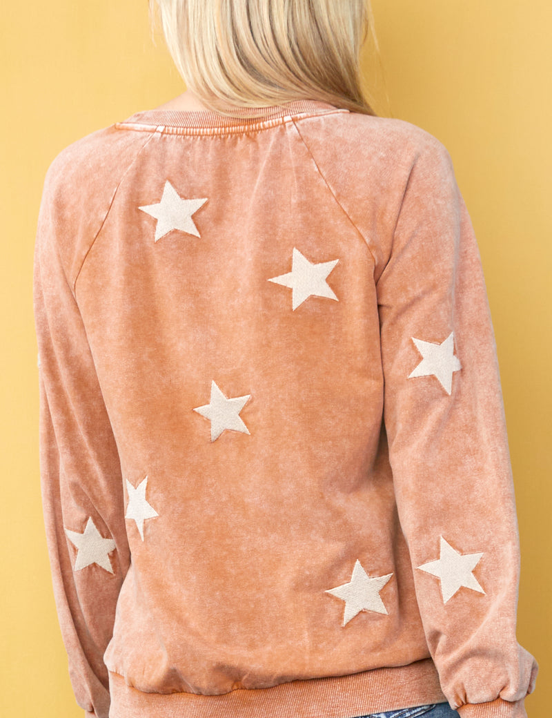 Hey Stars Embroidered Sweatshirt in Sand Back View