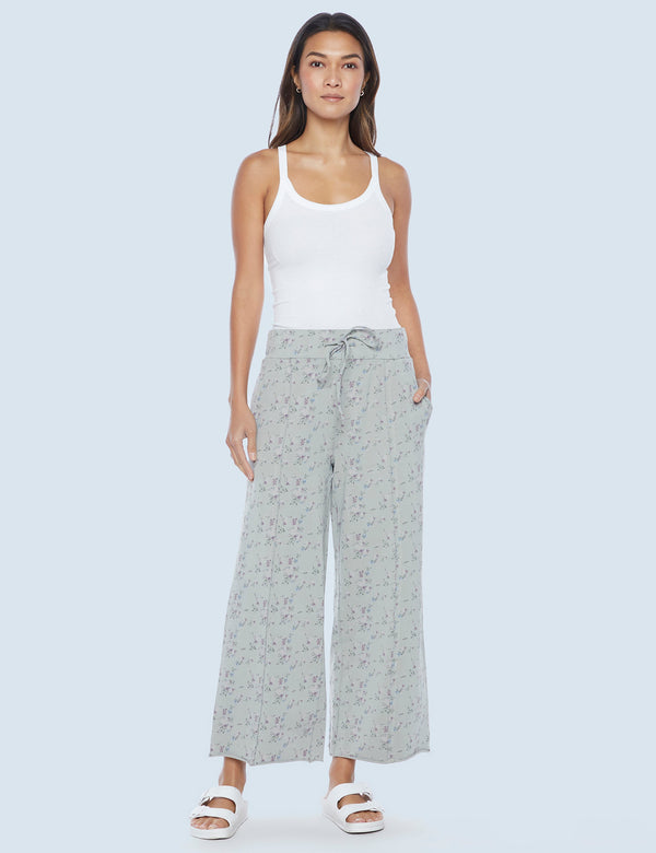 Easy Floral Knit Wide-Leg Pants Front View