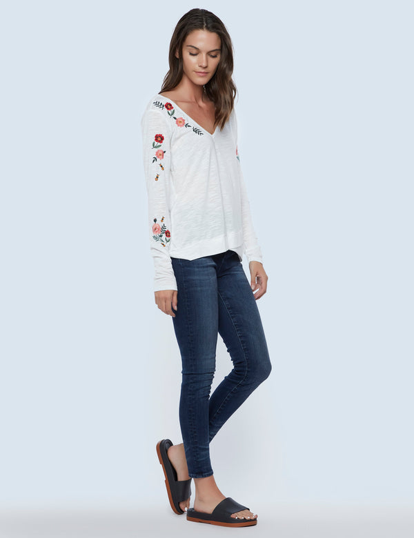 Flower Power Long Sleeve Tees White Side View