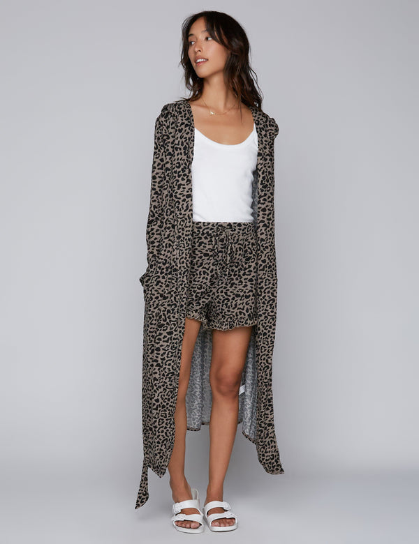 Hoodie Robe Taupe Jungle Front View