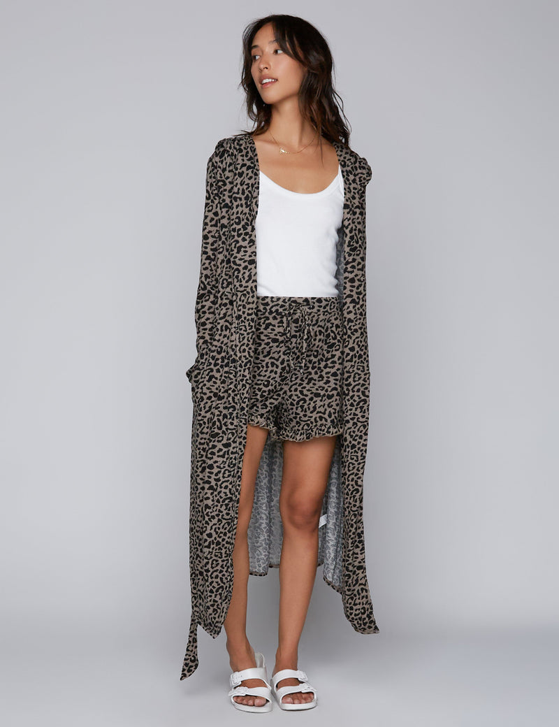 Hoodie Robe Taupe Jungle Front View