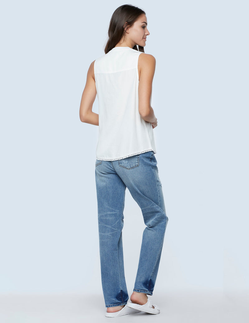 Lyocell Sleeveless Top White Back View