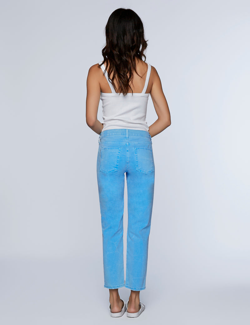Neon Blue Low Rise Straight Jean Back View