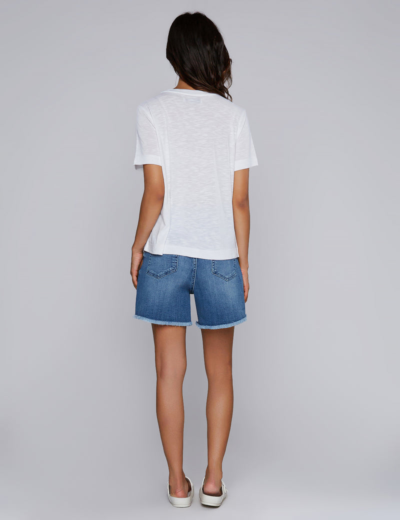 Swing Scoop Neck Short Sleeve Tee in Bliss White Back View