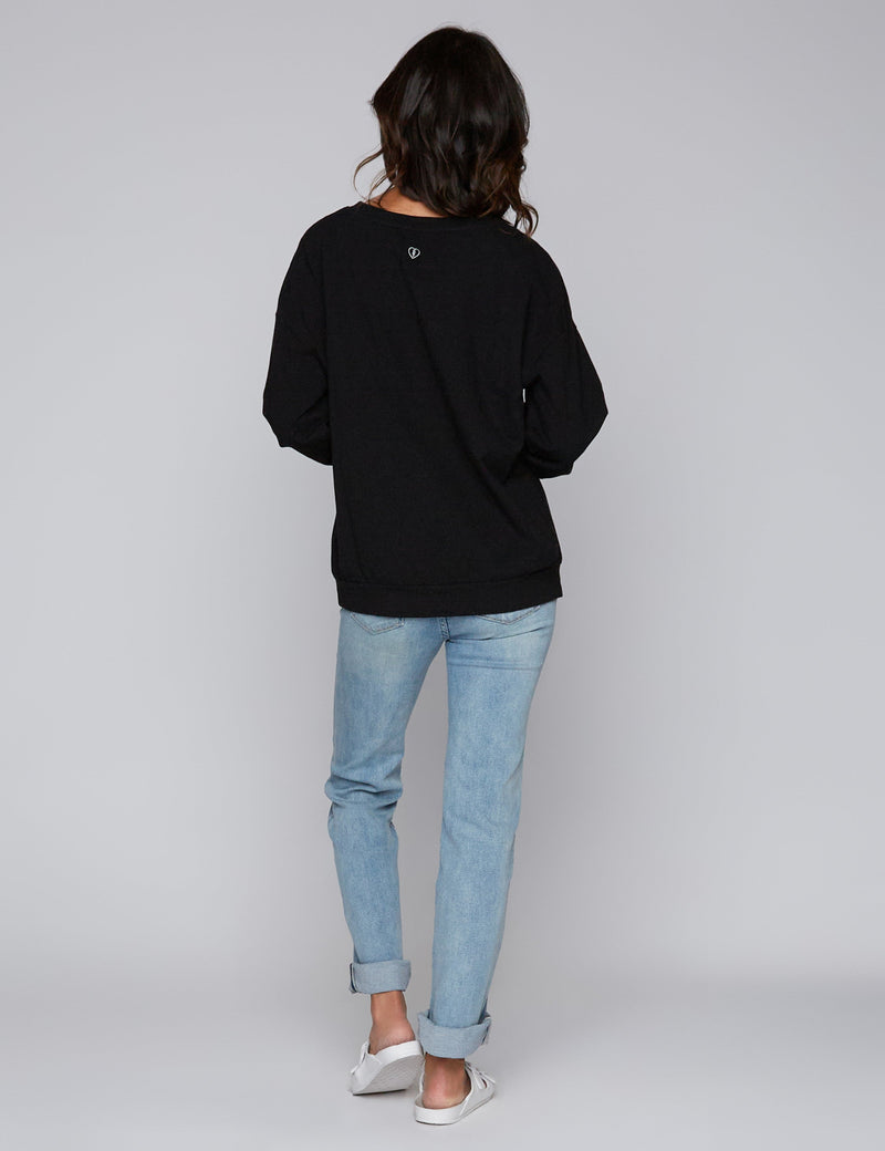 Talk To The Hand LOVE Sweatshirt in Black Back View