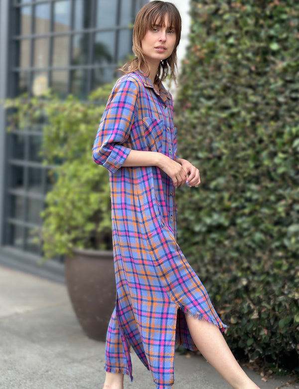 2-way Shirtdress Denim Raspberry Side View