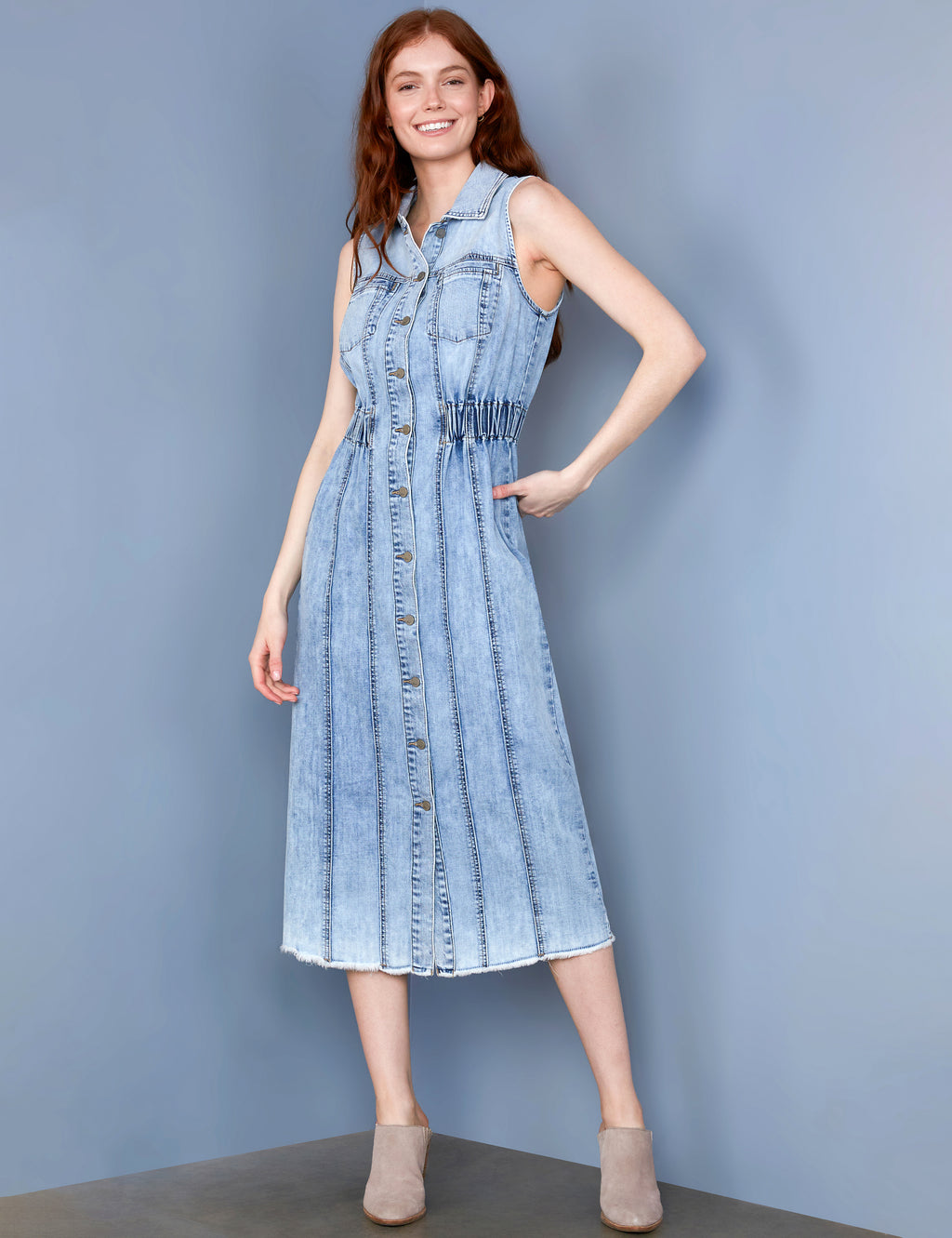 Women's Alice Panel Front Pocket Denim Dress – Billy T – billytshop