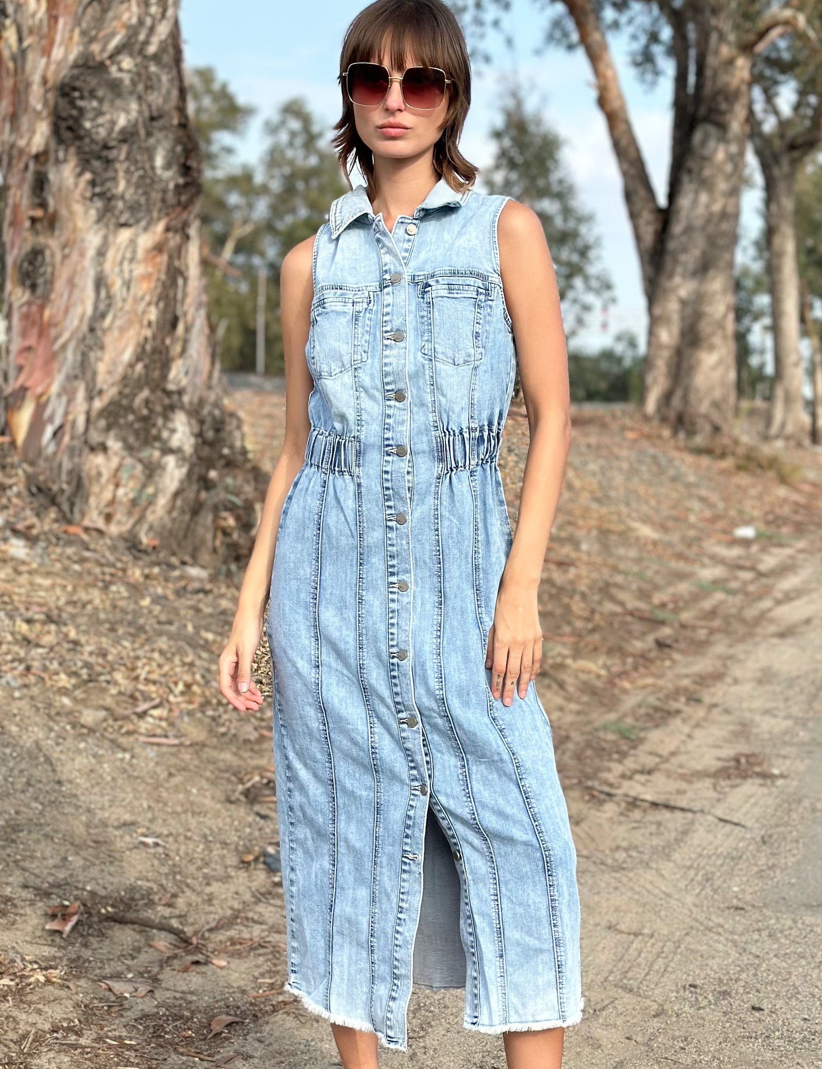 billy t denim dress Womens Denim Jacket Dress  Wash Lab Sea Blue / S