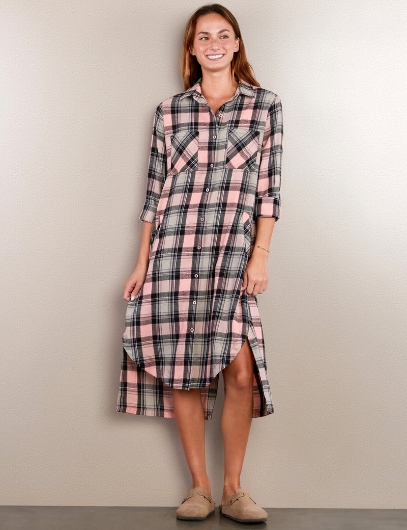 Always Fun Plaid Shirtdress