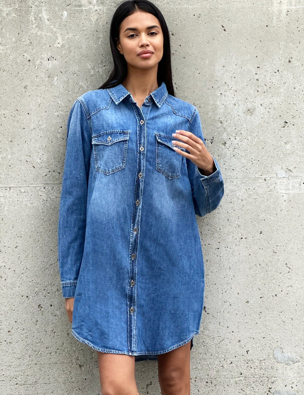 XXLLENT Blue Denim Dress