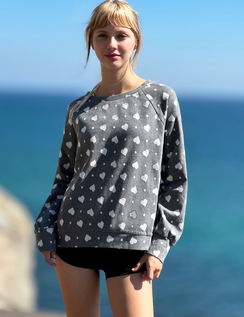 BRB Allover Heart Print Sweatshirt Front View