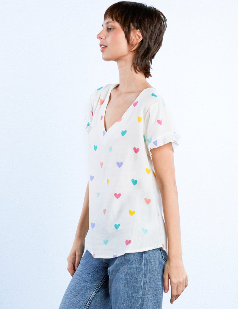 V-Neck Heart Tee