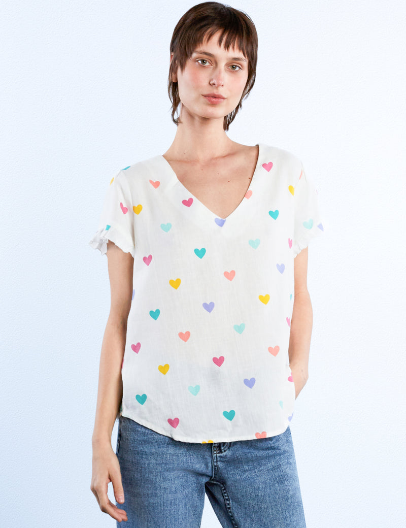 V-Neck Heart Tee