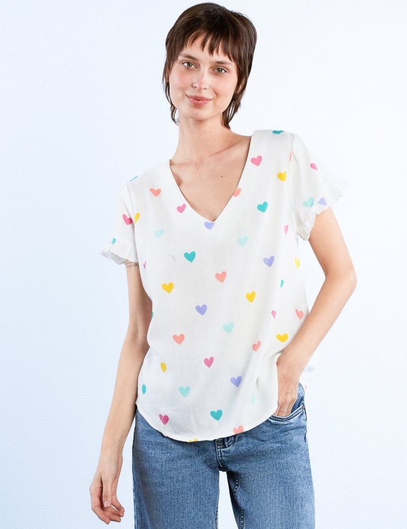 V-Neck Heart Tee