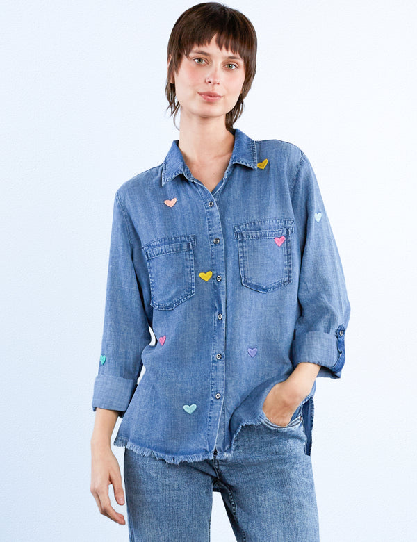 X-My Heart Embroidered Lyocell Shirt