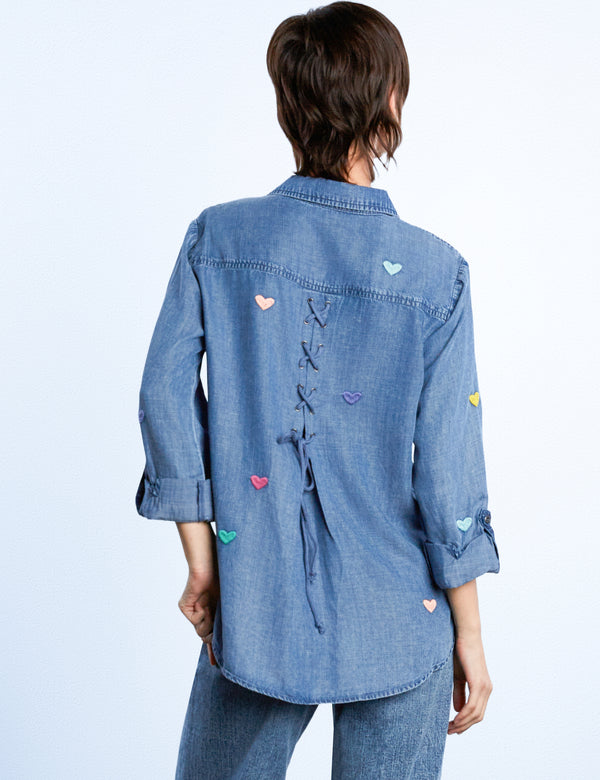 X-My Heart Embroidered Lyocell Shirt