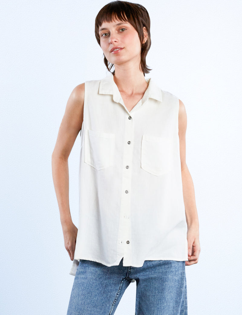 Sleeveless Ruffle Back Shirt