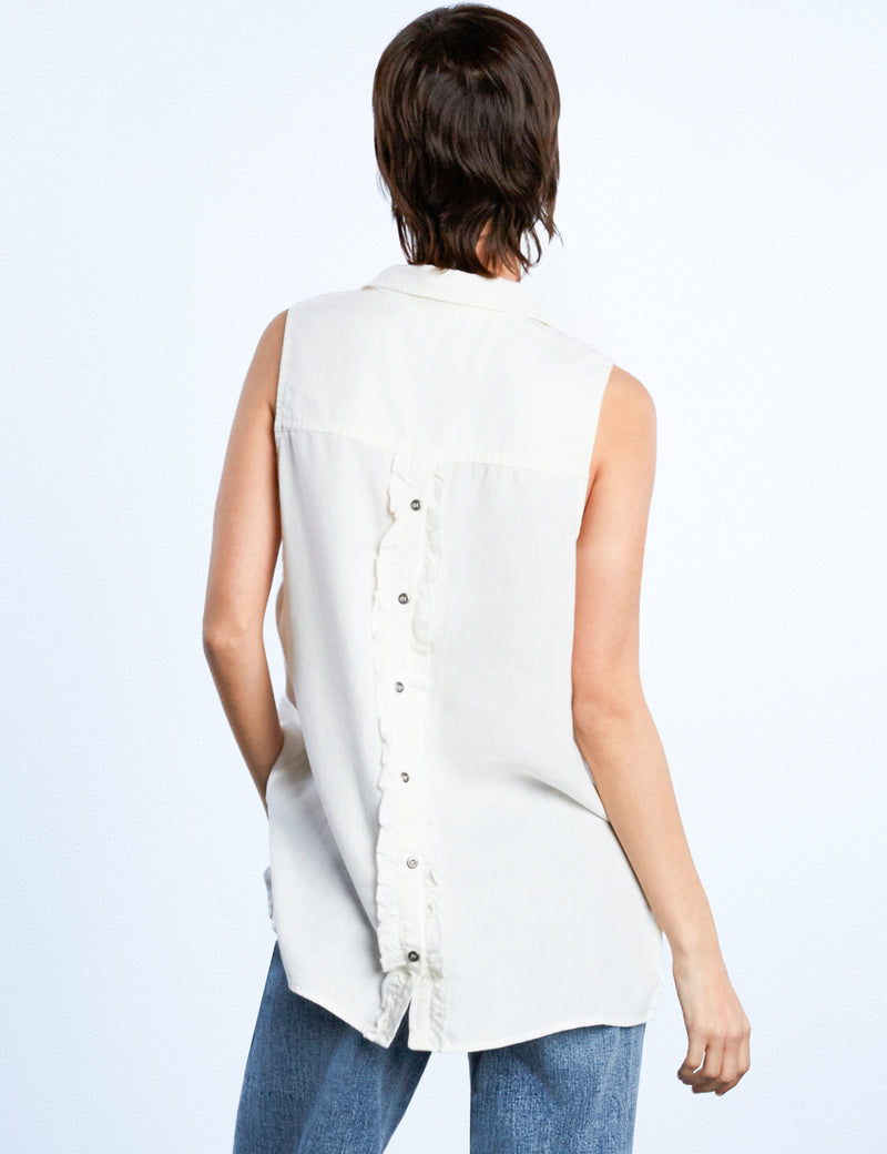Sleeveless Ruffle Back Shirt