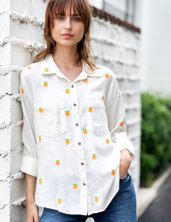 Women's White Sun-kissed Embroidered Shirt - Billy T – billytshop