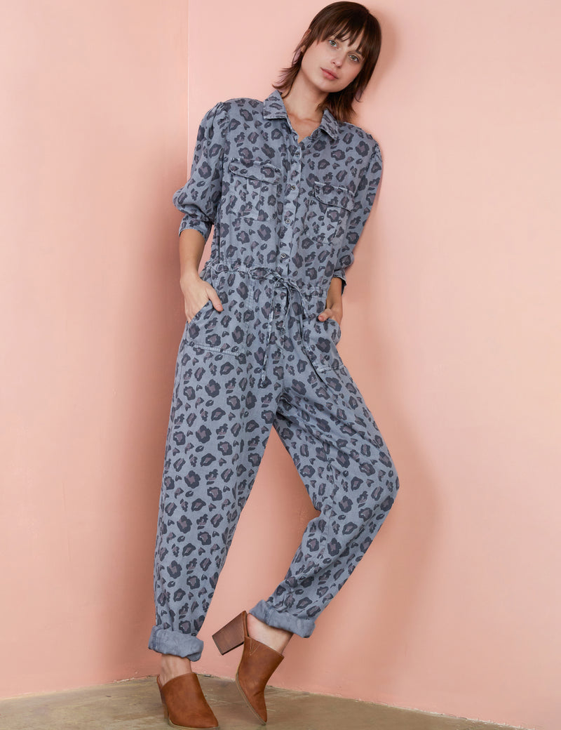 24/7 Jumpsuit in Jungle Print Front View