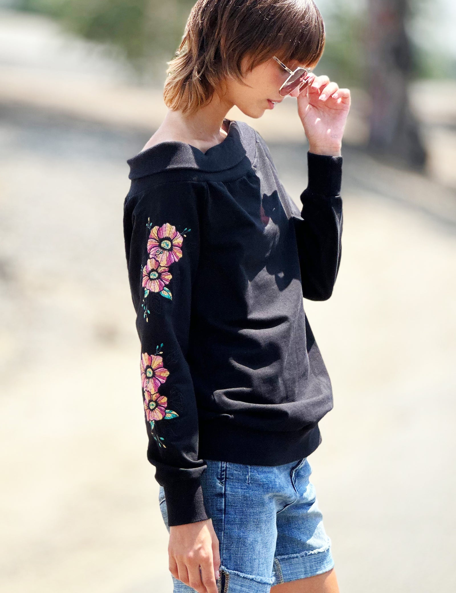 Women's Floral Embroidered Off Shoulder Top – Billy T – billytshop