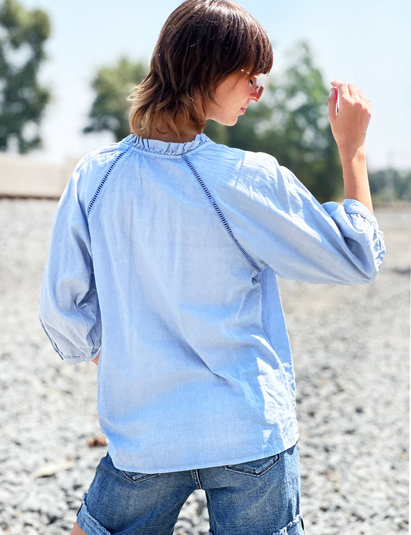 Pretty Button Down Shirt with Embroidery Back View