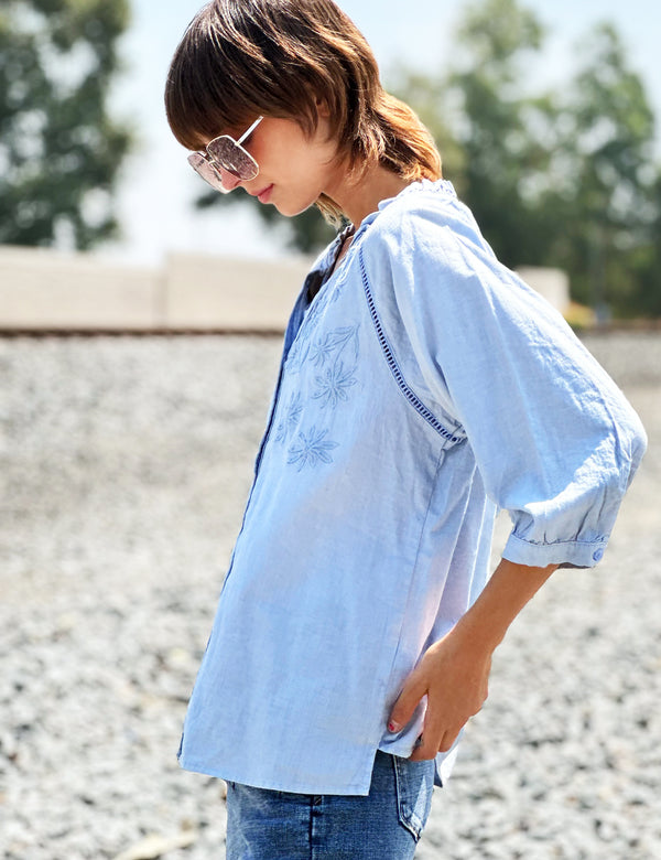 Pretty Button Down Shirt with Embroidery Side View