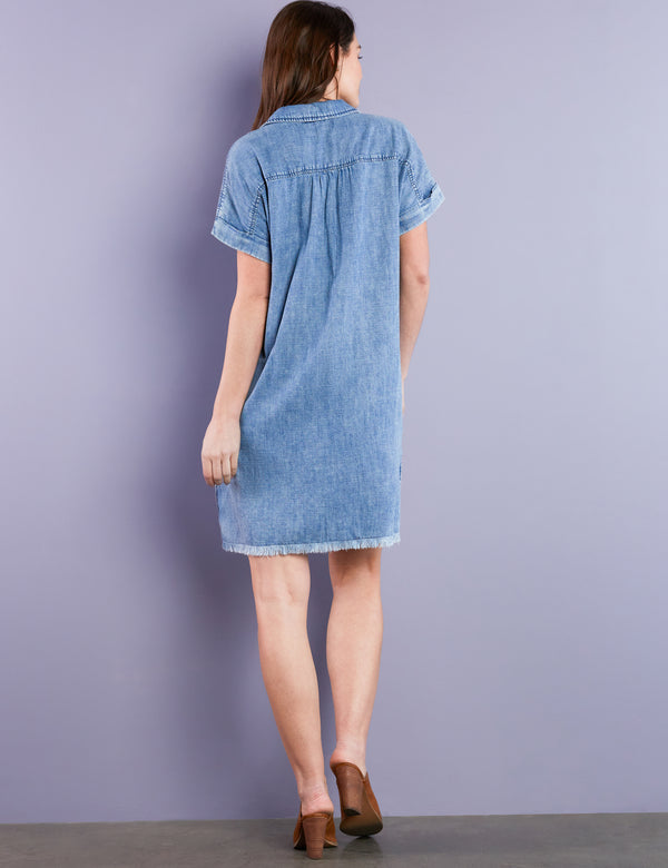 Women's Designer Denim Popover Short Dress