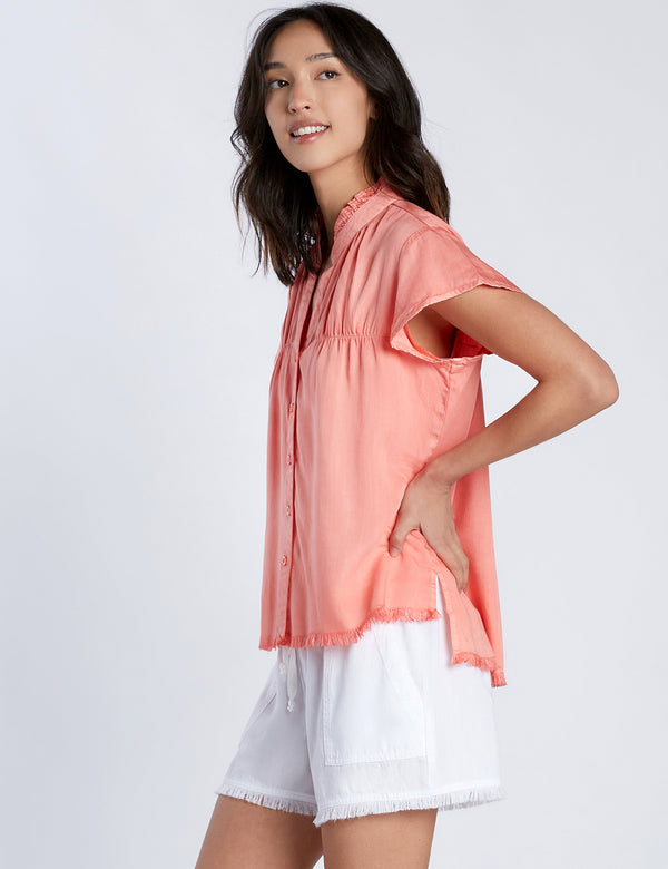 Buttery Button Up Shirt in Citrus Side View