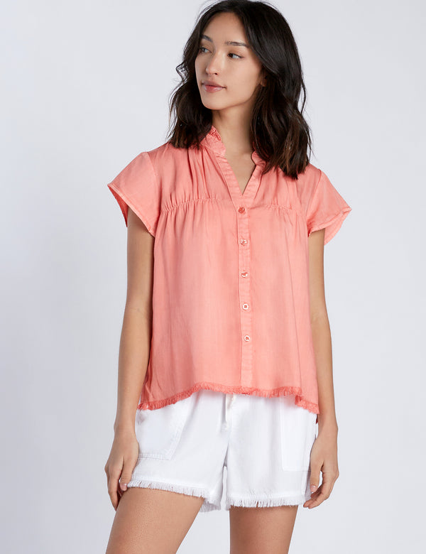 Buttery Button Up Shirt in Citrus Front View