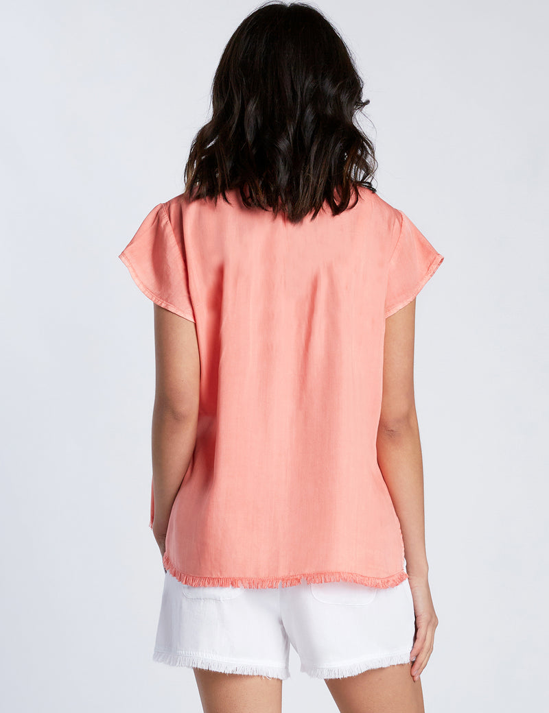 Buttery Button Up Shirt in Citrus Back View