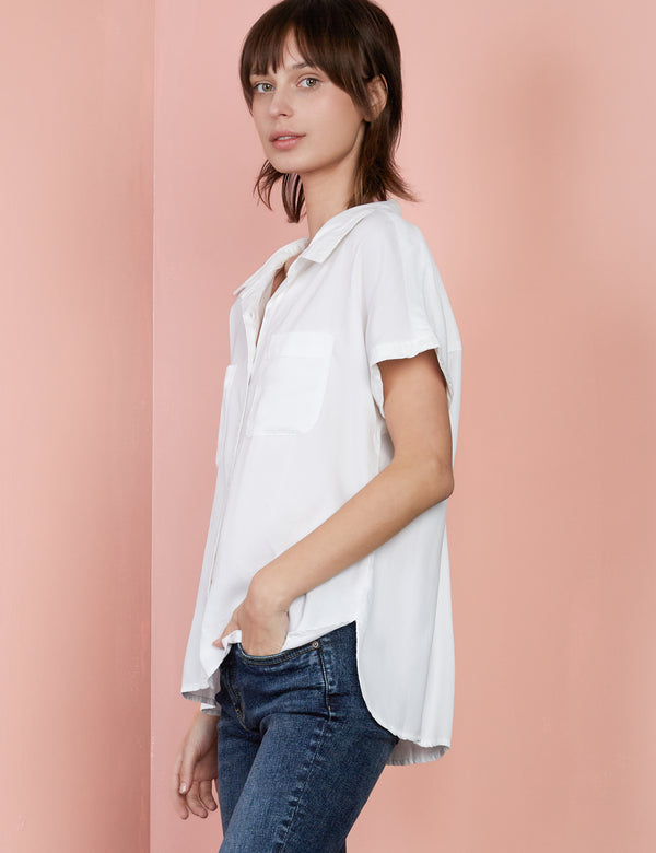 Ahoy Button Up Shirt in White Side View